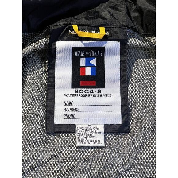 AGAINST THE ELEMENTS Waterproof Hooded RAIN JACKET Medium marine men's wind - Picture 4 of 5